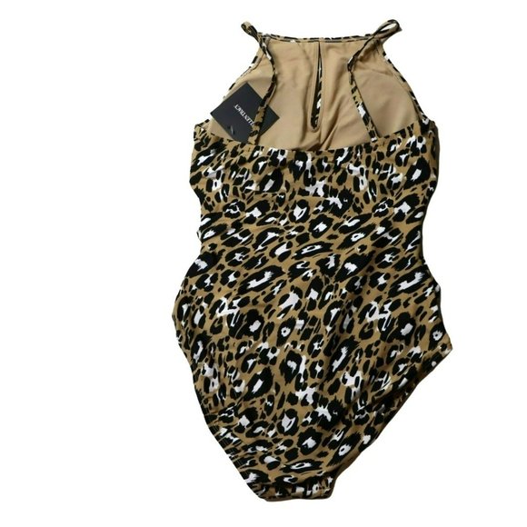 Ellen Tracy Tan Leopard Animal Print One-Piece Swimsuit NWT | Size 8 - Picture 5 of 8